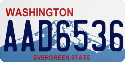 WA license plate AAD6536