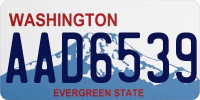 WA license plate AAD6539