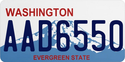 WA license plate AAD6550