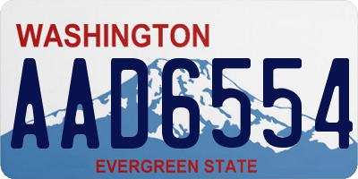 WA license plate AAD6554