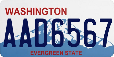 WA license plate AAD6567