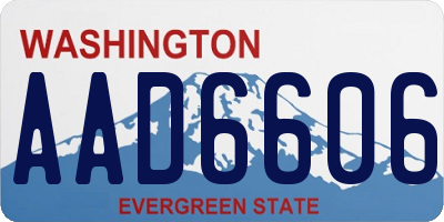 WA license plate AAD6606