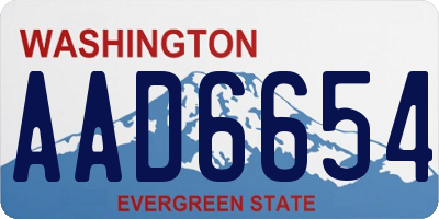 WA license plate AAD6654