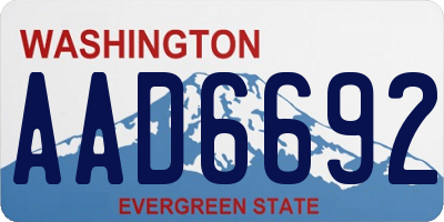 WA license plate AAD6692