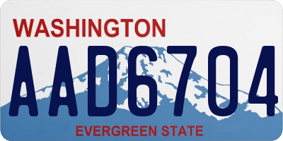 WA license plate AAD6704