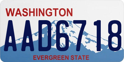 WA license plate AAD6718