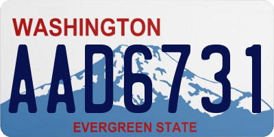 WA license plate AAD6731