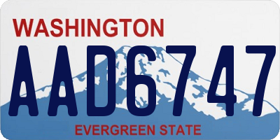 WA license plate AAD6747