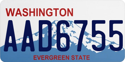WA license plate AAD6755