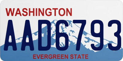 WA license plate AAD6793