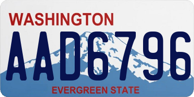 WA license plate AAD6796