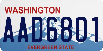 WA license plate AAD6801