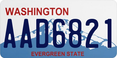 WA license plate AAD6821