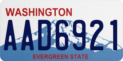 WA license plate AAD6921