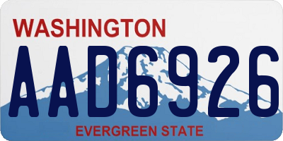 WA license plate AAD6926