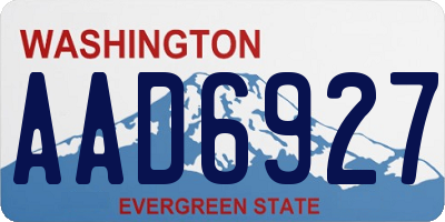 WA license plate AAD6927