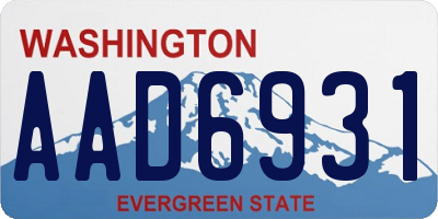 WA license plate AAD6931