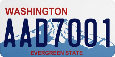 WA license plate AAD7001