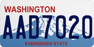 WA license plate AAD7020