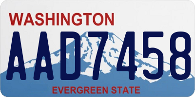 WA license plate AAD7458