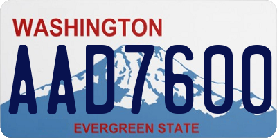 WA license plate AAD7600