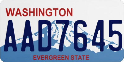 WA license plate AAD7645