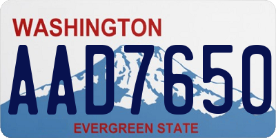 WA license plate AAD7650