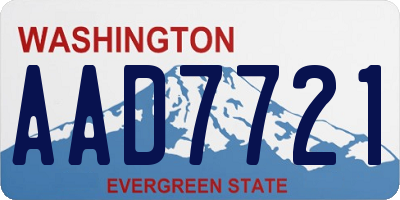 WA license plate AAD7721