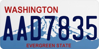 WA license plate AAD7835