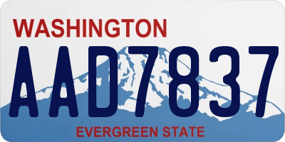 WA license plate AAD7837