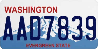 WA license plate AAD7839
