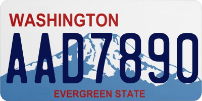 WA license plate AAD7890