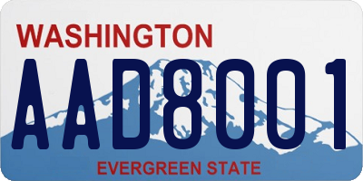 WA license plate AAD8001