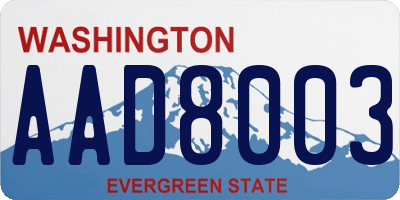 WA license plate AAD8003