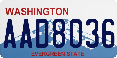 WA license plate AAD8036