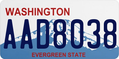 WA license plate AAD8038