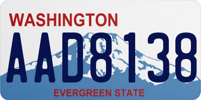 WA license plate AAD8138