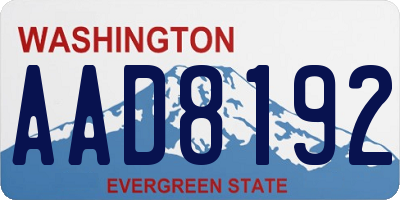 WA license plate AAD8192