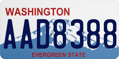 WA license plate AAD8388
