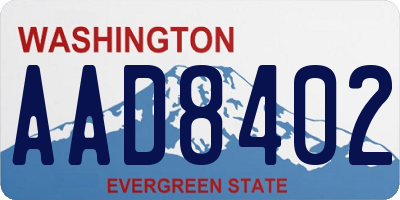 WA license plate AAD8402