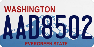 WA license plate AAD8502