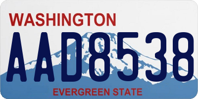 WA license plate AAD8538
