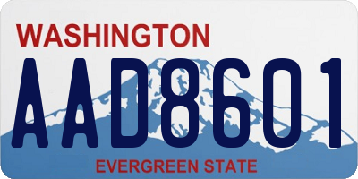 WA license plate AAD8601