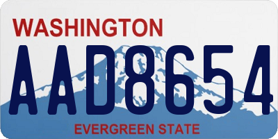 WA license plate AAD8654
