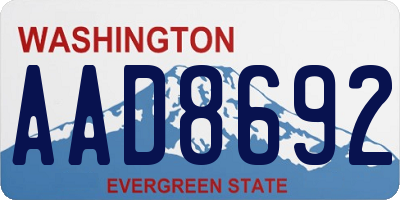 WA license plate AAD8692