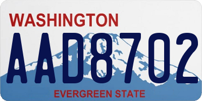 WA license plate AAD8702