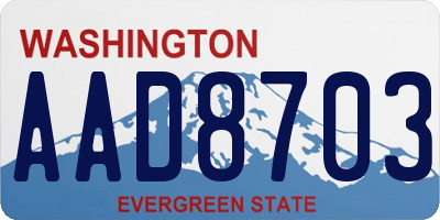 WA license plate AAD8703