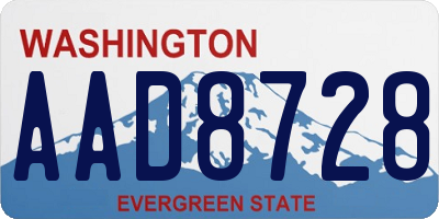 WA license plate AAD8728