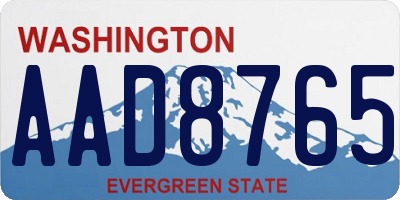 WA license plate AAD8765