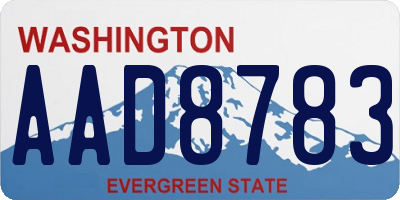 WA license plate AAD8783